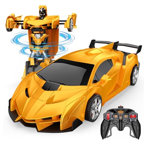 Braxel 2 in 1 Transforming Ferngesteuertes Auto Spielzeug ab 3-10 Jahre Junge Mädchen, 2,4GHz Roboter Kinder RC Auto mit Fernbedienung, 360° Drehung, Weihnachten Geburtstags Geschenke für Kinder, Gelb Braxel 2 in 1 Transforming Ferngesteuertes Auto Spielzeug ab 3-10 Jahre Junge Mädchen, 2,4GHz Roboter Kinder RC Auto mit Fernbedienung, 360° Drehung, Weihnachten Geburtstags Geschenke für Kinder, Gelb von Braxel