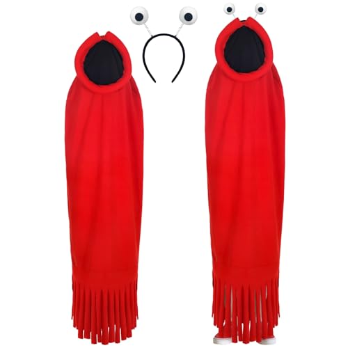 Breathffy Das 2-teilige Halloween-Kostüm für Erwachsene beinhaltet 1 lustiges Stirnband mit großen Augen und 1 leuchtend roten Umhang, Unisex, rotes Cartoon-Monster-Kostüm für Halloween, Outfit Breathffy Das 2-teilige Halloween-Kostüm für Erwachsene beinhaltet 1 lustiges Stirnband mit großen Augen und 1 leuchtend roten Umhang, Unisex, rotes Cartoon-Monster-Kostüm für Halloween, Outfit von Breathffy