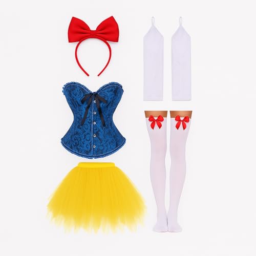 Breathffy Prinzessinnen-Kostüm für Erwachsene, Schleife, Stirnband, Schlauch-Top-Handschuhe, Tüllrock, Overknee-Socken für Damen, Halloween, 5 Stück Breathffy Prinzessinnen-Kostüm für Erwachsene, Schleife, Stirnband, Schlauch-Top-Handschuhe, Tüllrock, Overknee-Socken für Damen, Halloween, 5 Stück von Breathffy