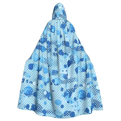 Breaux Blauer gepunkteter Druck Weihnachten Halloween Kapuzenumhang Hexenumhang Erwachsene Party Dekoration Umhang, Blauer Punktemuster, Einheitsgröße von Breaux