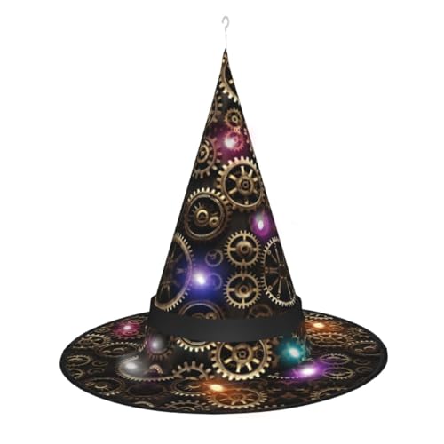 Breaux Coole Steampunk-Gänge Druck Halloween Hexenhut Dekoration Halloween Spitzhut Weihnachten Party Hut von Breaux