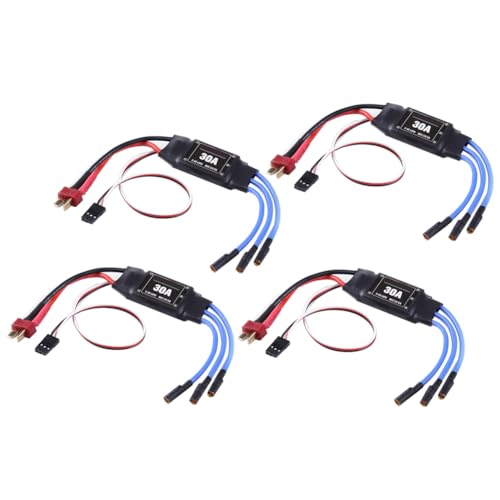 Breeshy 4 Stück 2-4S 30 A RC bürstenlos ESC T Plug Elektrischer Geschwindigkeitsregler 5 V 2 A für Akku Lipo 2 bis 4S Multicopter Quadcopter, einfach zu bedienen von Breeshy