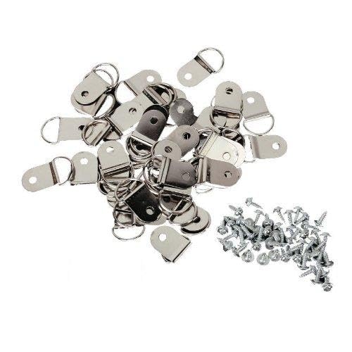 Breeshy 50 Stück mittelgroße D-Ring-Haken zum Aufhängen mit Schrauben für Bilderrahmen von Breeshy