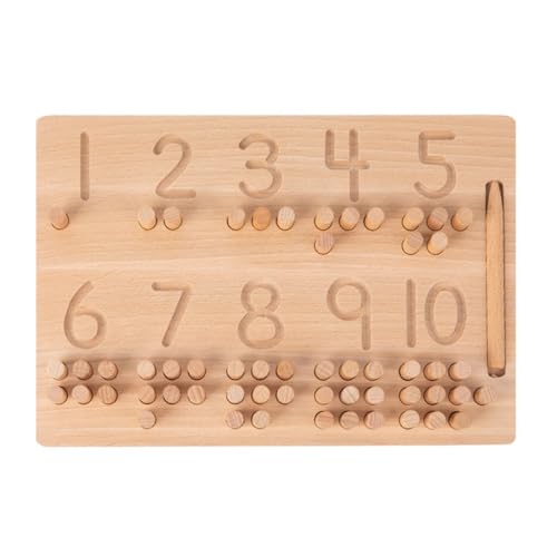 Breeshy Beschreibung der Zahlen von 1 bis 10, Trainingstabelle mit Stiftkontrolle, Schreibtafel für Blinde, Klassifizierung des Zählens aus Holz, Mathematik von Breeshy