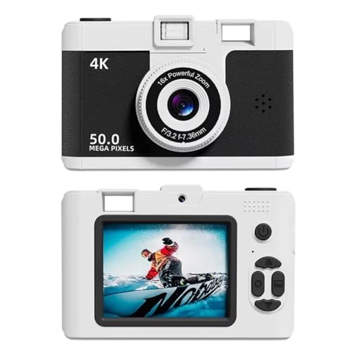 Breeshy Digitalkamera, 4 K, Retro, Doppelobjektiv, Multifunktions-CCD, Thermokamera, Sofortbildkamera, für Studenten auf Reisen, kompakte Fotografie, Schwarz von Breeshy
