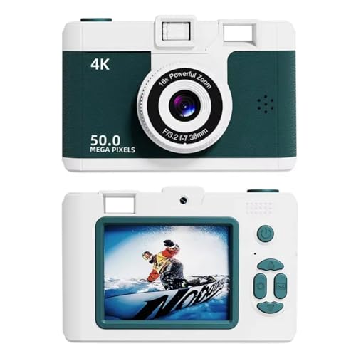 Breeshy Digitalkamera, 4 K, Retro, Doppelobjektiv, multifunktional, CCD, Thermokamera, Sofortbildkamera, für Studenten auf Reisen, kompakte Fotografie, Grün von Breeshy