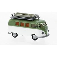 BREKINA 31624 1:87 / H0 VW T1b Camper mit Schlauchboot grün, weiss, 1960, von Brekina
