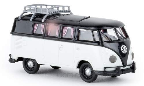 Brekina 31600 Volkswagen T1b Camper, schwarz/hellgrau, mit Dachklappe, 1960, 1:87, Fertigmodell von Brekina