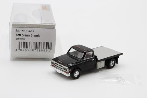Brekina GMC Sierra Grande mit Plattform, schwarz Nr. 19669 1/87 /BRN2242 von Brekina