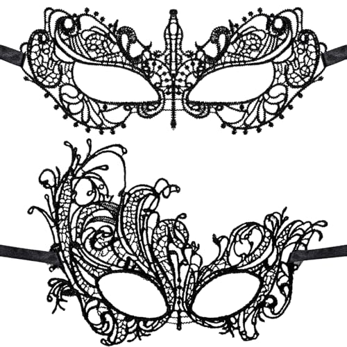 2 Stück Maskenball Augenmaske Fasching Spitzenmaske Spitze Venezianische Maske Elegante Maske Damen für Männer Halloween Karneval Party Kostümzubehör, Verstellbare Spitzenmaskenball mit Glitzerndem 2 Stück Maskenball Augenmaske Fasching Spitzenmaske Spitze Venezianische Maske Elegante Maske Damen für Männer Halloween Karneval Party Kostümzubehör, Verstellbare Spitzenmaskenball mit Glitzerndem von Bremorou