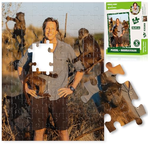 Freek Vonk Kinder-Puzzle - 100 Teile, Bild von Freek Vonk und Bärenpavianen, robuster Karton, 36x49 cm von Bresser