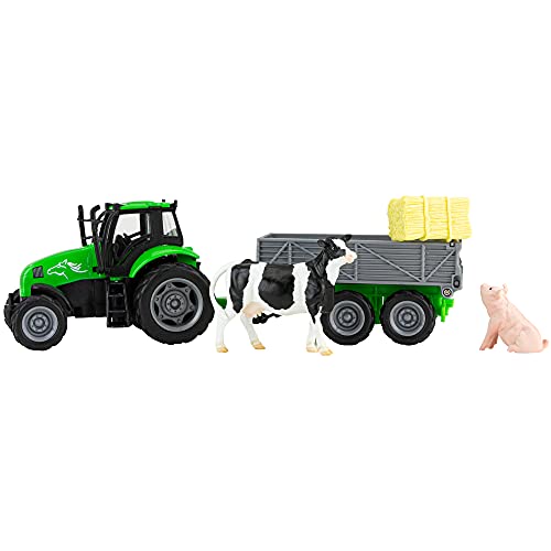 Breyer Horses Breyer Farms-Traktor und Tag-a-Long Wagon Spielset, 12,7 x 27,9 x 10,2 cm, Kuh und Schwein enthalten, Maßstab 1:32, Modell #59238, Grün Breyer Horses Breyer Farms-Traktor und Tag-a-Long Wagon Spielset, 12,7 x 27,9 x 10,2 cm, Kuh und Schwein enthalten, Maßstab 1:32, Modell #59238, Grün von Breyer
