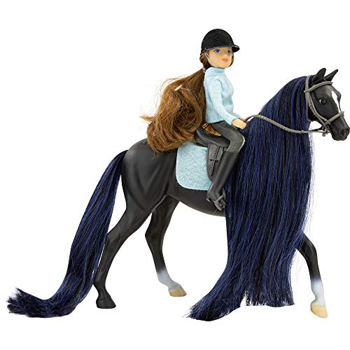 BANDAI Breyer Freedom Series Jet und English Rider Charlotte Pferdemodell, 15 cm, Maßstab 1:12, Jet und Englischer Reiter Charlotte Pferde-Spielzeug, handbemalte Breyer-Pferde-Spielzeug, Sammelfiguren von BANDAI