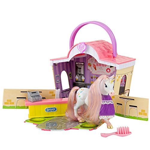 Breyer Pferde Mähnenschönheit Li'l Schönheiten Spielset | Süßwarenladen von SRosales | Modell Nr. 7432 (Rosa, Lila) von Breyer