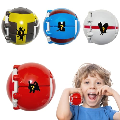 Brezoy Wrif Ball 4 Stück Spielzeug Ball mit Figur, Catoon Figuren Set Spielzeug ab 2 3 4 5 6 7 8 Jahre Junge Mädchen Weihnachts Xmas Geburtstagsgeschenk Junge 2-8 Jahre von Brezoy