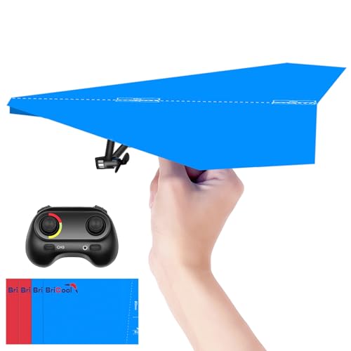 BriCool Ferngesteuertes Papierflugzeug, DIY Flugzeug Kit mit buntem Papier, Super einfaches Spielzeug für Kinder (Birdy-X 2.0) von BriCool
