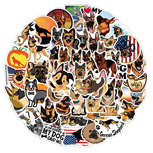 Bric Dodo 100 Stück Deutscher Schäferhund Aufkleber Wasserflaschen Laptop Telefon Gitarre Skateboard Computer Hund Vinyl Stickers Wasserdicht Ästhetisch Aufkleber für Jugendliche Kinder Erwachsene von Bric Dodo