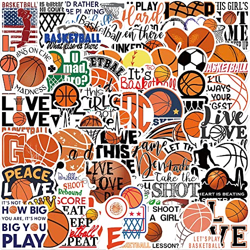 50 Stück Basketball Aufkleber Wasserflaschen Laptop Telefon Gitarre Skateboard Computer Auto Fahrrad Motorrad Basketball Ball Vinyl Stickers Wasserdicht Aufkleber für Jugendliche Kinder Erwachsene von Bric Dodo