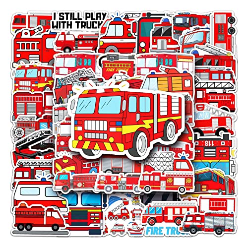 50 Stück Feuerwehr Stickers Aufkleber Auto Laptop Telefon Gitarre Skateboard Motorrad Fahrrad Feuerwehrauto Stickers Set Vinyl Wasserdicht Aesthetic Aufkleber für Jugendliche Kinder Erwachsene von Bric Dodo