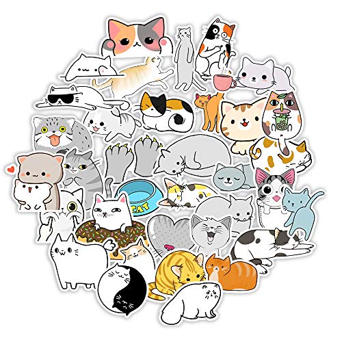 50 Stück Katze Stickers Aufkleber Auto Laptop Telefon Gitarre Skateboard Motorrad Fahrrad Kawaii Cat Stickers Set Vinyl Wasserdicht Aesthetic Aufkleber für Jugendliche Kinder Erwachsene von Bric Dodo