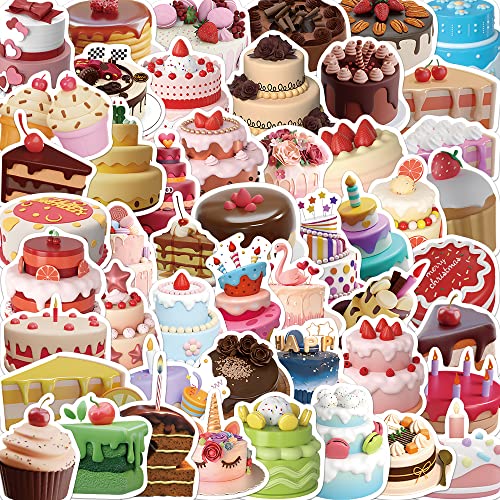 Bric Dodo 50 Stück Torten Aufkleber Auto Laptop Telefon Gitarre Skateboard Motorrad Fahrrad Cakes Stickers Set Vinyl Wasserdicht Aesthetic Aufkleber für Jugendliche Kinder Erwachsene von Bric Dodo