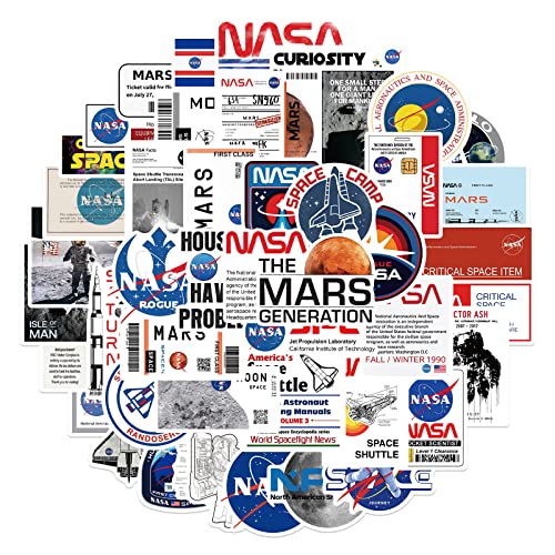 50Stück NASA Aufkleber Laptop Telefon Gitarre Skateboard Notebook Auto Motorrad Fahrrad Space Exporer,Galaxy,Astronaut, Raumfahrt Vinyl Stickers Wasserdicht Aufkleber für Jugendliche Kinder Erwachsene von Bric Dodo