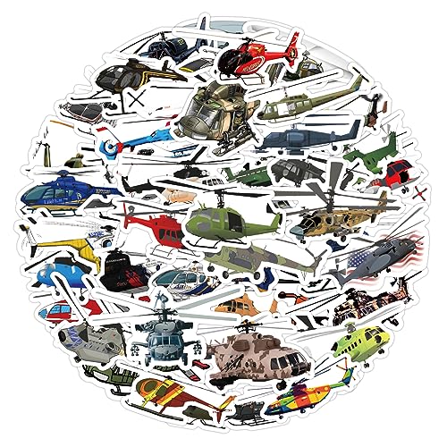 60 Stück Hubschrauber Aufkleber Auto Laptop Telefon Gitarre Skateboard Motorrad Fahrrad Militärhubschrauber Stickers Set Vinyl Wasserdicht Aesthetic Aufkleber für Jugendliche Kinder Erwachsene von Bric Dodo
