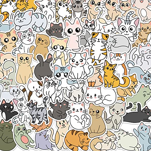 Bric Dodo 60 Stück Katze Aufkleber Auto Laptop Telefon Gitarre Skateboard Motorrad Fahrrad Cat Stickers Set Vinyl Wasserdicht Aesthetic Aufkleber für Jugendliche Kinder Erwachsene von Bric Dodo