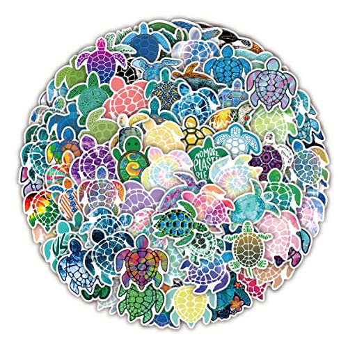 Bric Dodo 100 Stück Turtle Schildkröte Aufkleber Wasserflaschen Laptop Telefon Gitarre Skateboard Computer Turtle Vinyl Stickers Wasserdicht Ästhetisch Aufkleber für Jugendliche Kinder Erwachsene von Bric Dodo