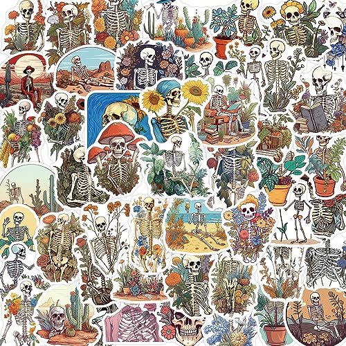 Bric Dodo 50 Stück Artistic Skull Aufkleber Auto Laptop Telefon Gitarre Skateboard Motorrad Fahrrad Skull Stickers Set Vinyl Wasserdicht Aesthetic Aufkleber für Jugendliche Kinder Erwachsene von Bric Dodo