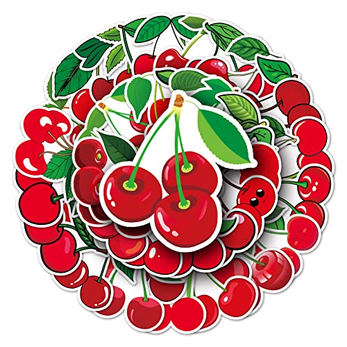 Bric Dodo 50 Stück Cherry Aufkleber Auto Laptop Telefon Gitarre Skateboard Motorrad Fahrrad Cherry Stickers Set Vinyl Wasserdicht Aesthetic Aufkleber für Jugendliche Kinder Erwachsene von Bric Dodo