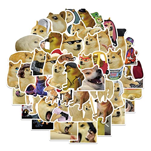 Bric Dodo 50 Stück Doge Aufkleber Wasserflaschen Laptop Telefon Gitarre Skateboard Computer Koffer Fahrrad Meme Vinyl Stickers Wasserdicht Ästhetisch Aufkleber für Jugendliche Kinder Erwachsene von Bric Dodo