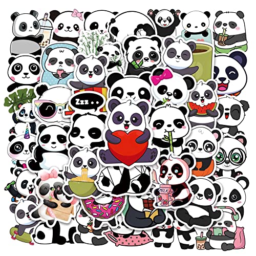 Bric Dodo 50 Stück Panda Aufkleber Wasserflaschen Laptop Telefon Gitarre Skateboard Computer Koffer Fahrrad PandaVinyl Stickers Wasserdicht Ästhetisch Aufkleber für Jugendliche Kinder Erwachsene von Bric Dodo