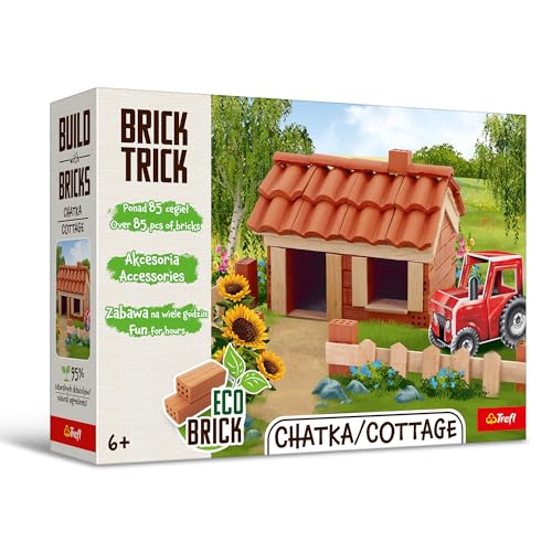 Brick Trick Trefl Hütte/Cottage - Bauen mit Ziegelsteinen, ÖKO Ziegelsteine, 85 Bausteine, Wiederverwendbar, Kreativ-Set für Kinder ab 6 Jahren von Brick Trick