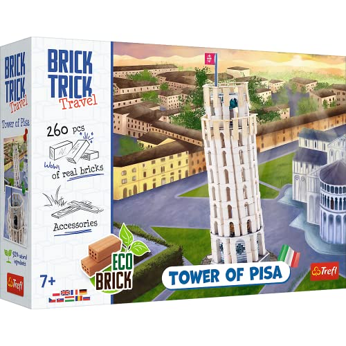 Trefl - Brick Trick Travel: Tower of Pisa - Bauen mit Brick Travel, Schiefer Turm von Pisa, EKO Brick Bricks, 260 Bausteine, wiederverwendbar, Kreativ-Set für Kinder ab 7 Jahren von Brick Trick