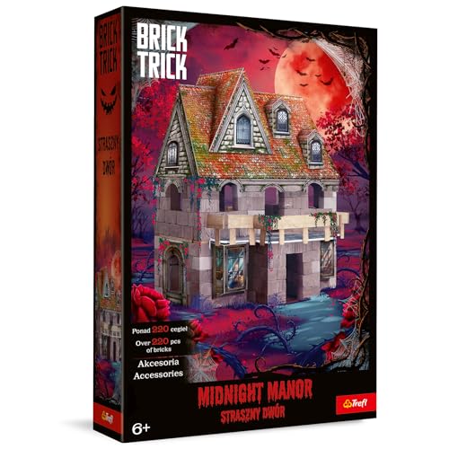 Trefl - Brick Trick: Gruseliges Herrenhaus/Midnight Manor - Bauen aus Ziegel, EKO Ziegel, 220 Ziegel, Wiederverwendbar, Kreativ-Set für Kinder ab 6 Jahren von Brick Trick