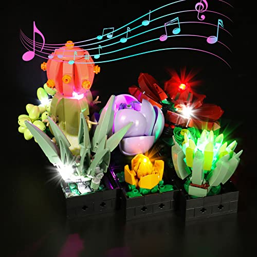BrickBling Led Licht Set Kompatibel mit Lego 10309 Icons Sukkulenten, Music Version (Spiel Musik) Dekorationsbeleuchtungsset f¡§1r Sukkulenten Botanical Collection Set f¡§1r zum Basteln (Kein Modell) von BrickBling