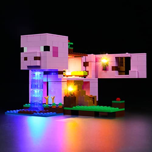 BrickBling Led Licht Set für Lego 21170 Minecraft Das Schweinehaus Bauset (Nur DIY-Beleuchtungsset, kein Lego, Dekorations Beleuchtungs Set für Minecraft Lego Kreatives Spielzeuglicht von BrickBling