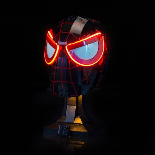 BrickBling Version mit Lichtsteuerung Licht-Kit Kompatibel mit Lego Miles Morales' Mask 76329 (Kein Modell), Led Beleuchtungs Set Compatible with Lego Miles Morales' Mask Kreative Spielzeug von BrickBling