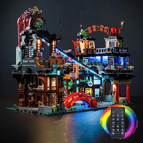Fernbedienung Dekorationsbeleuchtungsset für Lego Ninjago City Markets 71799 Baukasten (Nicht Lego), Licht-Kit für Lego Ninjago City Märkte Kreative Spielzeug für Jungen und Erwachsene von BrickBling