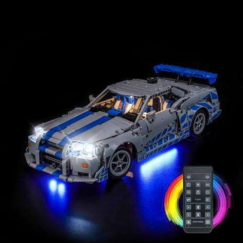 Fernbedienung Licht-Kit Kompatibel mit Lego 42210 2 Fast 2 Furious Nissan Skyline GT-R (R34) Car (Kein Modell), Led Beleuchtungs Set Compatible with Lego 2 Fast 2 Furious Nissan Skyline GT-R (R34) Car von BrickBling