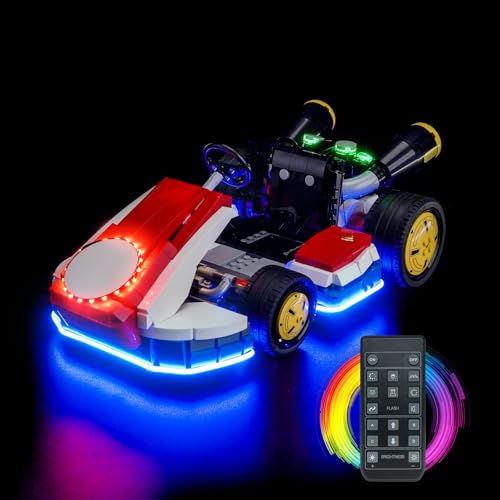 Fernbedienung Licht-Kit Kompatibel mit Lego 72037 Mario Kart – Mario & Standard Kart (Kein Modell), Led Beleuchtungs Set Compatible with Lego Mario Kart – Mario & Standard Kart Kreative Spielzeug von BrickBling