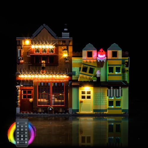 Fernbedienung Licht-Kit Kompatibel mit Lego 76452 Quality Quidditch Supplies & Ice Cream Parlour (Kein Modell), Led Beleuchtungs Set Compatible with Lego 76452 Kreative Spielzeug von BrickBling