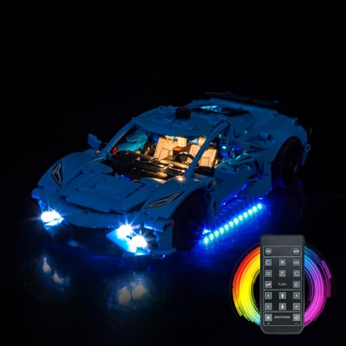 Fernbedienung Licht-Kit Kompatibel mit Lego Chevrolet Corvette Stingray Blue 42217 (Kein Modell), Led Beleuchtungs Set Compatible with Lego Chevrolet Corvette Stingray Blue Kreative Spielzeug von BrickBling