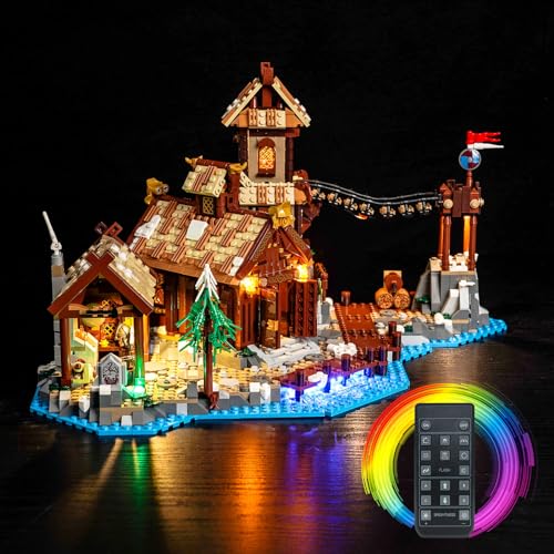 BrickBling Fernbedienung Licht-Kit für Lego 21343 Wikingerdorf (Nicht Lego), Led Beleuchtungs Set für Lego Viking Village Kreative Spielzeug von BrickBling