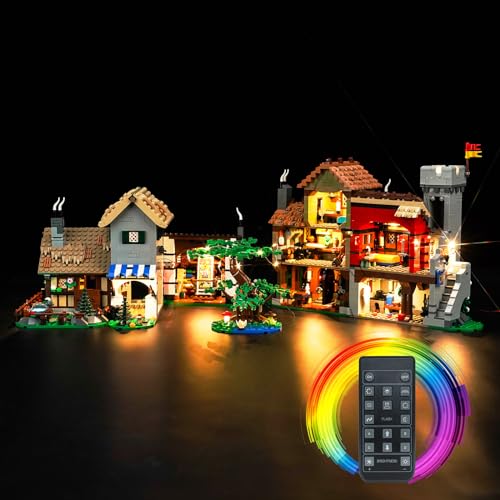 Fernbedienung Licht-Kit für Lego Medieval Town Square (Nicht Lego), Led Beleuchtungs Set für Lego 10332 Medieval Town Square Kreative Spielzeug von BrickBling