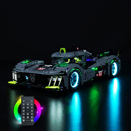 Fernbedienung Licht-Kit für Lego Technic Peugeot 9X8 24H Le Mans Hybrid Hypercar 42156 Rennwagen-Bausatz (Kein Lego-Modell), Led Beleuchtungs Set für Le Mans Hybrid Hypercar Kreative Spielzeuglichter von BrickBling