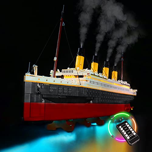 BrickBling LED-Beleuchtung für Lego Creator Expert Titanic Building Set 10294 (kein Lego enthalten, nur Lichter), DIY-Beleuchtungsset mit Rauchmodul für das Titanic-Schiff, Dekorationslicht für 10294 von BrickBling