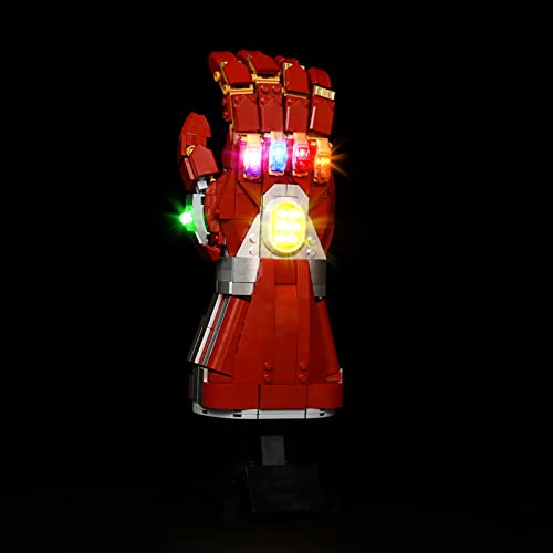 LED-Licht Kit für Lego Iron Mans Nano Handschuh, Led Beleuchtungs Set für Lego 76223 Marvel Nano Handschuh Infinity Handschuh (Nur Beleuchtung, kein Baustein)- Klassische Version von BrickBling