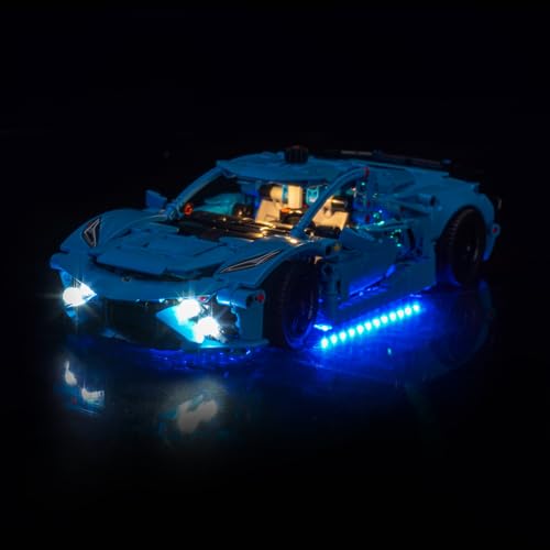 Led Licht Set Kompatibel mit Lego 42217 Chevrolet Corvette Stingray Blue (Kein Modell), Touch Dimmer Schalter Dekorationsbeleuchtungsset Compatible with Lego Chevrolet Corvette Stingray Blue von BrickBling